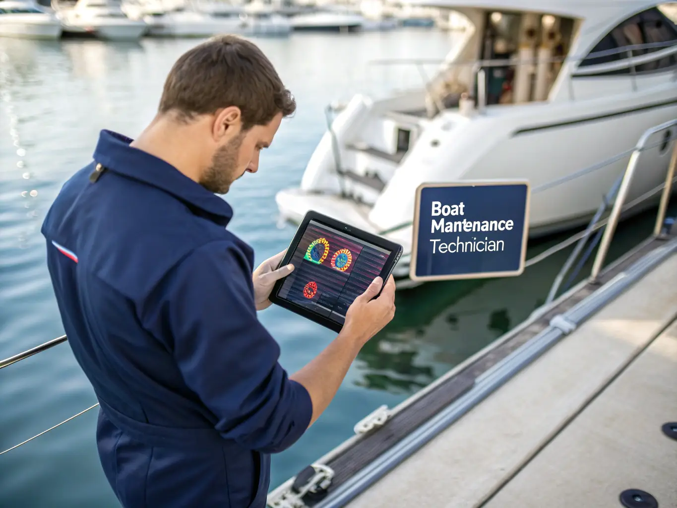 A high-resolution image depicting a vessel receiving on-site technical support from a Marine Masters Costa Rica technician, showcasing the company's commitment to immediate assistance and problem-solving.
